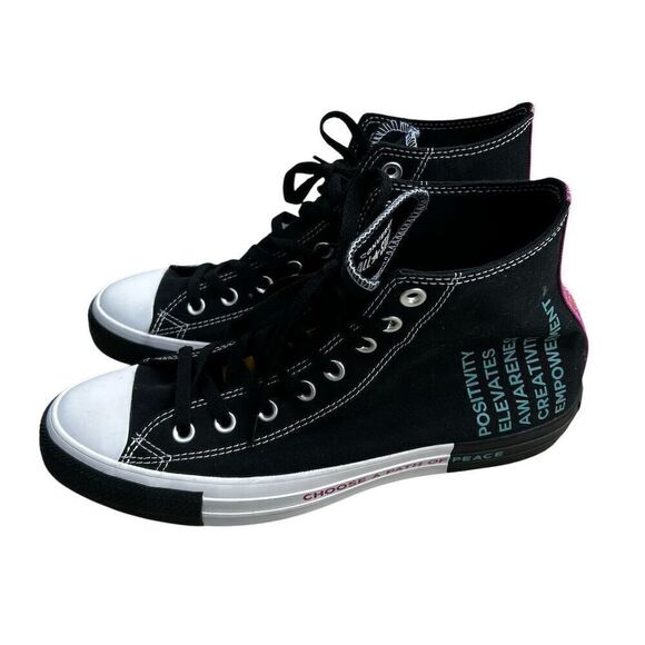 Converse Chuck Taylor All Star Seek Peace High Top Sneakers Men's 9 Black - Picture 1 of 7